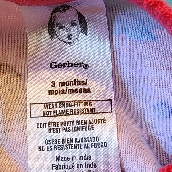 Gerber Girls Beach Theme Snug Fit Cotton Footed Sleeper Pajamas Size 3 Months - Picture 5 of 5